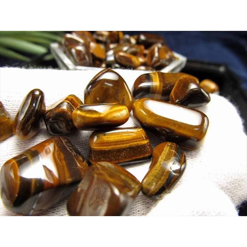 つやつや 大粒タイプ タイガーアイ 虎目石 さざれ 約200g 約9mm-20mm