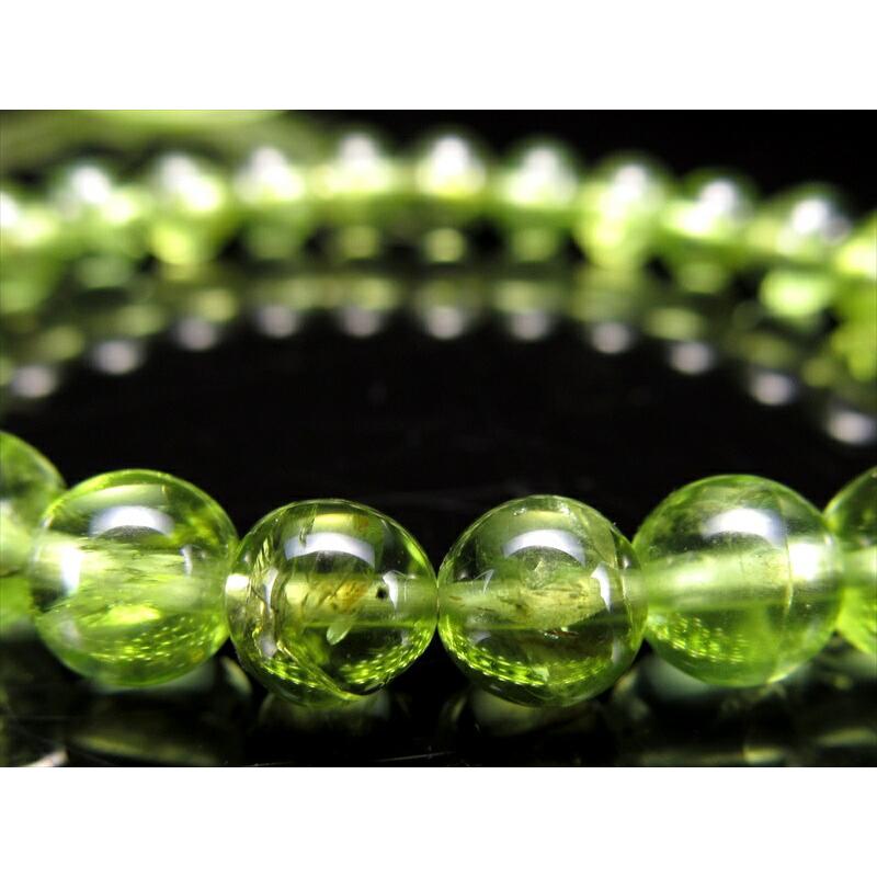 4A ペリドット ブレスレット 6.5mm-7mm×27珠 かんらん石 オリーブグリーン 8月誕生石 煌めく黄緑色 イブニングエメラルド 夜の宝石 一点もの ミャンマー産 | ブランド登録なし | 01