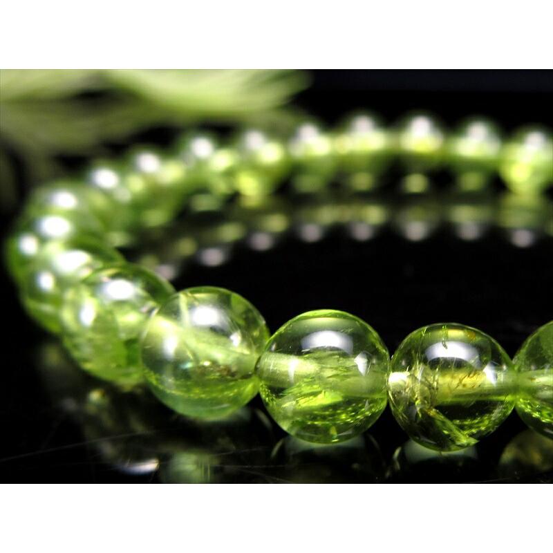 4A ペリドット ブレスレット 6.5mm-7mm×27珠 かんらん石 オリーブグリーン 8月誕生石 煌めく黄緑色 イブニングエメラルド 夜の宝石 一点もの ミャンマー産 | ブランド登録なし | 03