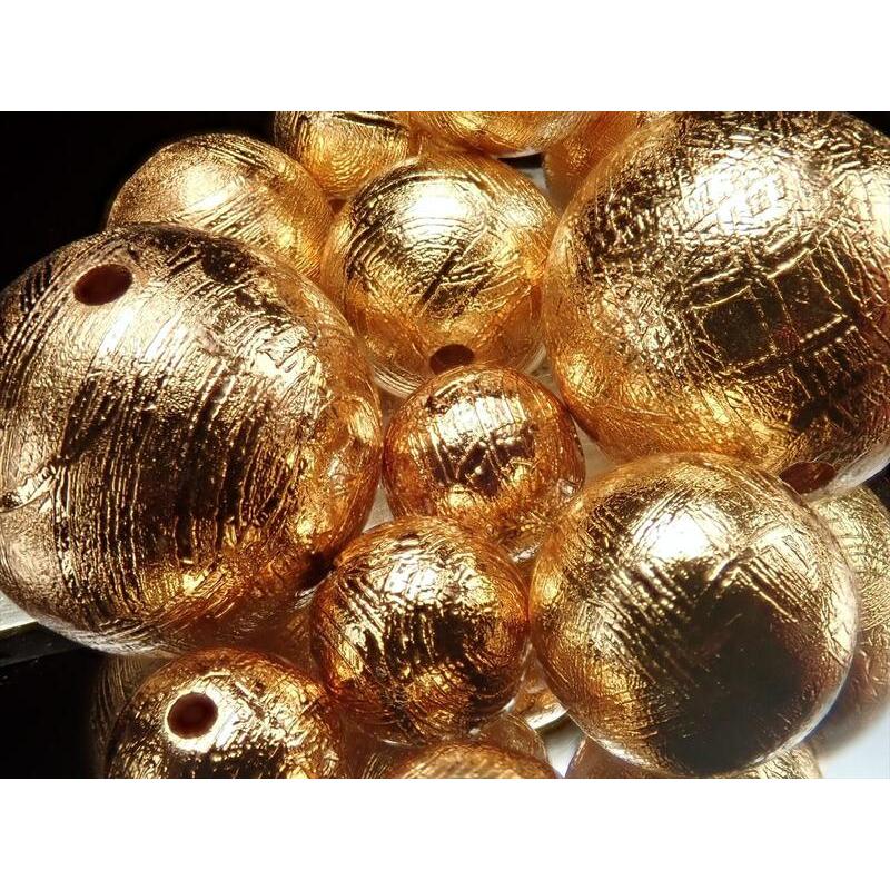 一粒売り 約8mm-8.5mm珠 メテオライト ギベオン ビーズ ゴールド 本物 