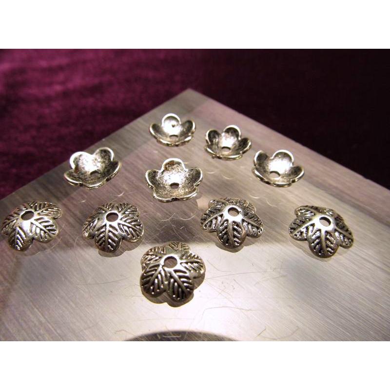 H8 ハイクォリティ メタルパーツ 花型 飾り金具 約10mm 穴径1.5ミリ 10個入り 真鍮 シルバー pa-p パワーストーン | ブランド登録なし | 01