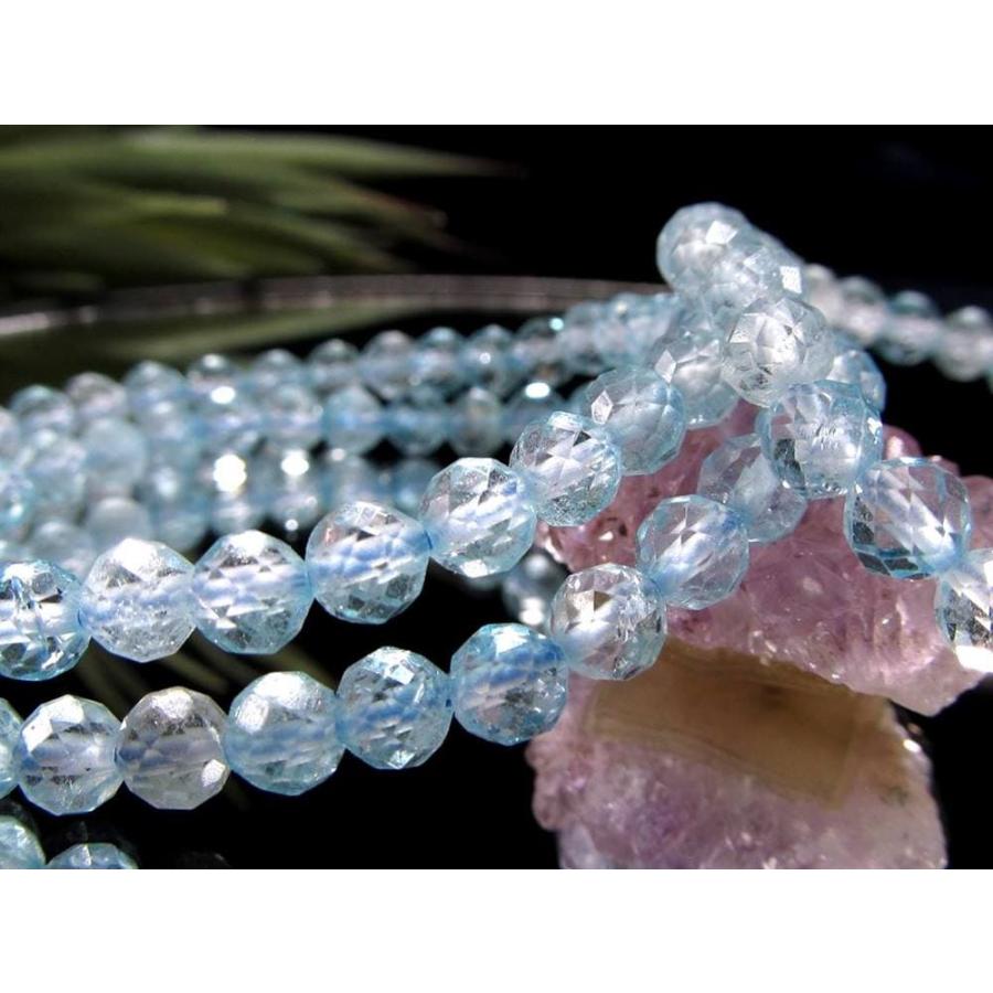 お買い得価格 ブルートパーズ 多面カットブレスレット 幅約5.5mm前後×34珠前後 爽やかソーダブルーカラー キラキラボタンカット 11月の誕生石 ブラジル産 | ブランド登録なし | 04