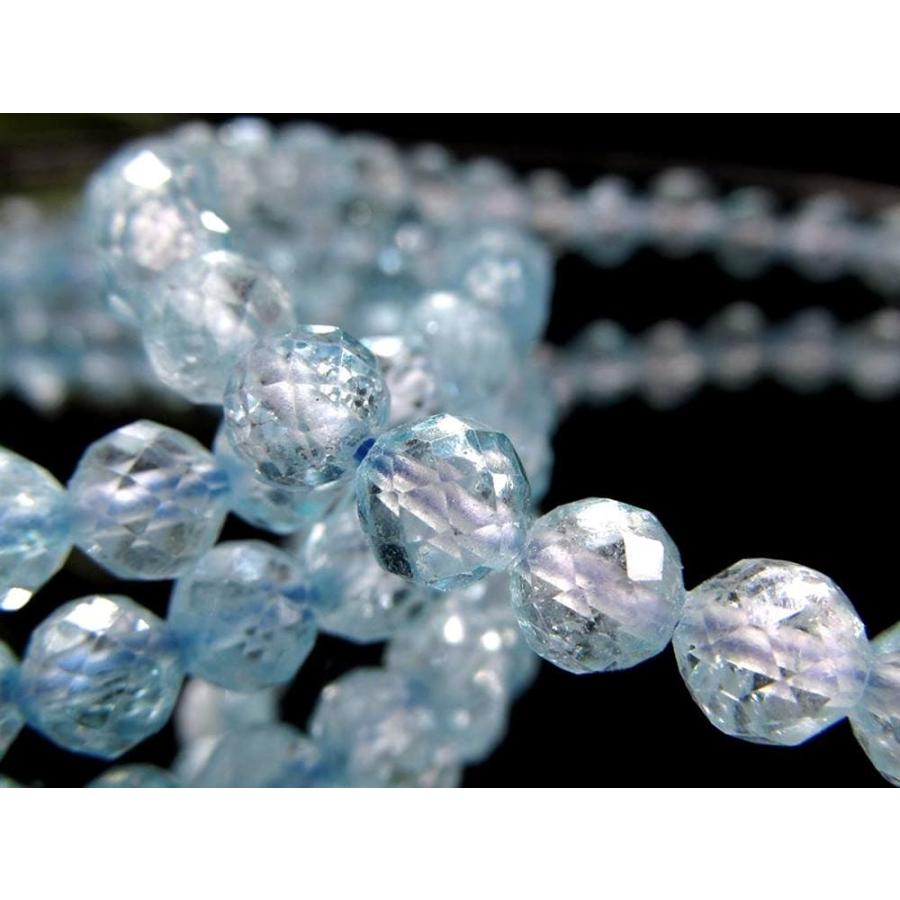 お買い得価格 ブルートパーズ 多面カットブレスレット 幅約5.5mm前後×34珠前後 爽やかソーダブルーカラー キラキラボタンカット 11月の誕生石 ブラジル産 | ブランド登録なし | 05
