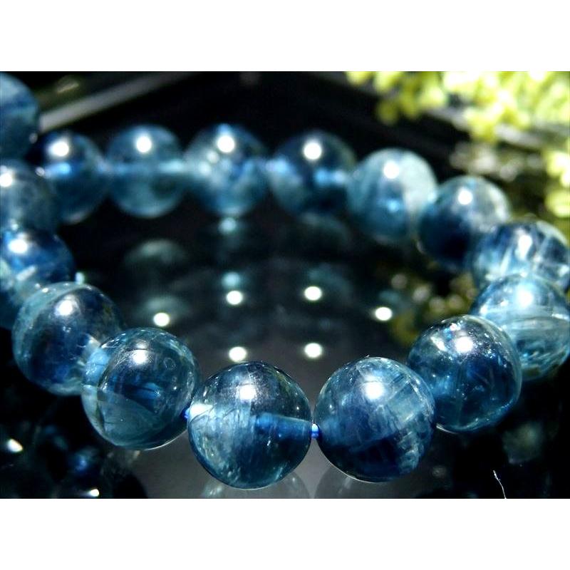 透明感抜群 4A+ カイヤナイト ブレスレット(藍晶石) 8.5mm-9mm×23珠 つやつや濃厚ブルー 独立心や探究心を強める石 一点もの