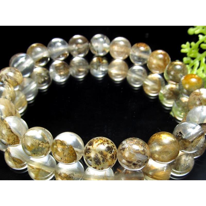 木の葉状鉱物デンドライト AAA デンドリッククォーツ 忍石 ブレスレット 8.5mm-9mm×22珠 極上天然石 一点もの マダガスカル産 パワーストーン | ブランド登録なし | 03