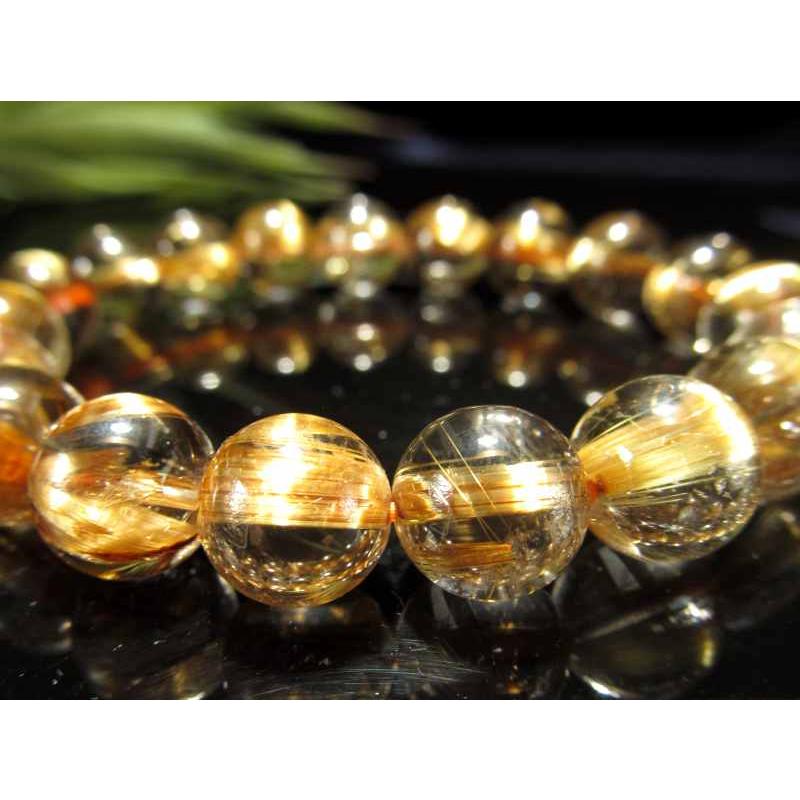 S級プレミアタイチン ゴールドルチルクォーツ ブレスレット 約10.5mm  