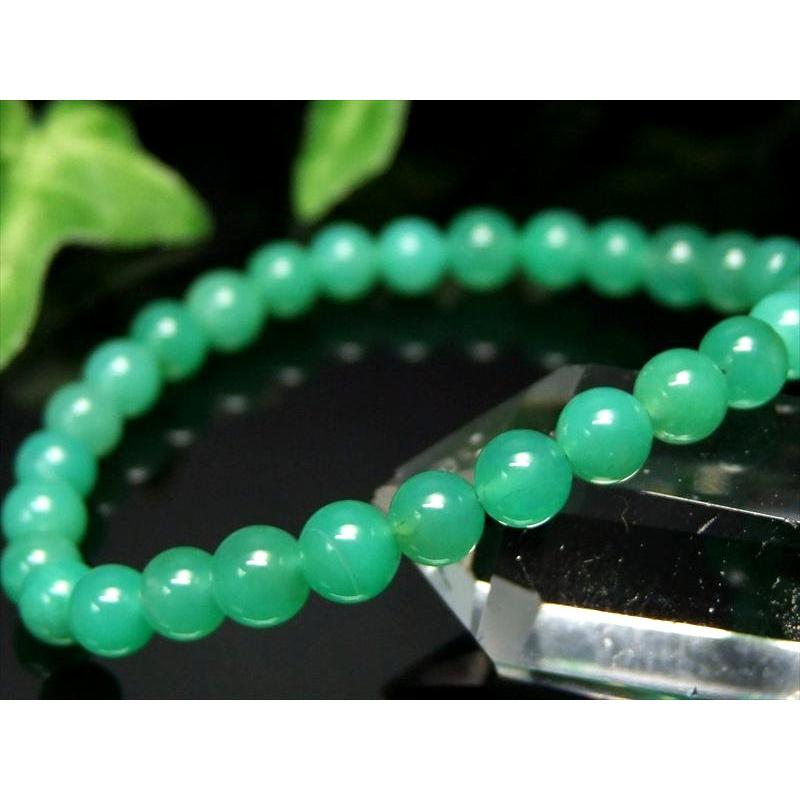 ぷるんと透明感 3A クリソプレーズ ブレスレット 5.5mm-6mm×30珠 隠れた才能を引き出す石 艶やかアップルグリーンの希少石 1点もの オーストラリア産 | ブランド登録なし | 01