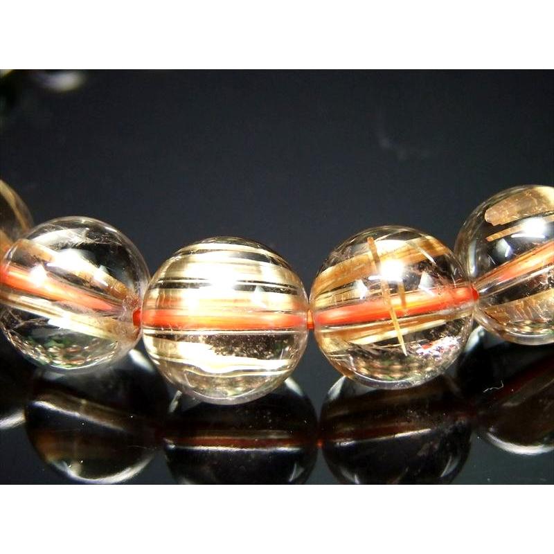 店頭展示中 これぞタイチン S級 超透明ゴールドタイチンルチルクォーツ ブレスレット 10mm-10.5mm×20珠 極上・煌き抜群 パワーストーン ブラジル産 bl-の画像