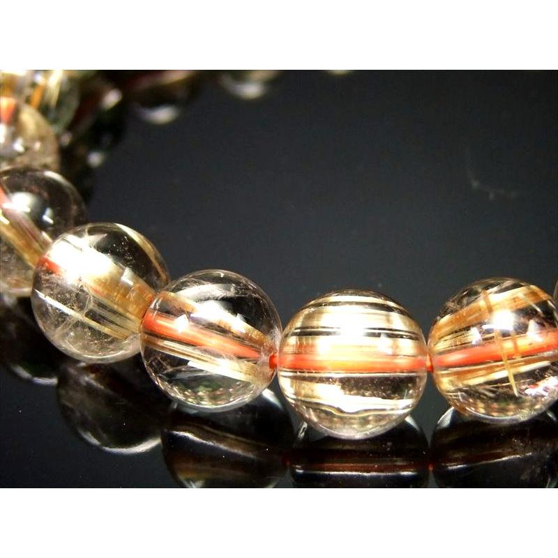 店頭展示中 これぞタイチン S級 超透明ゴールドタイチンルチルクォーツ ブレスレット 10mm-10.5mm×20珠 極上・煌き抜群 パワーストーン ブラジル産 bl-の画像