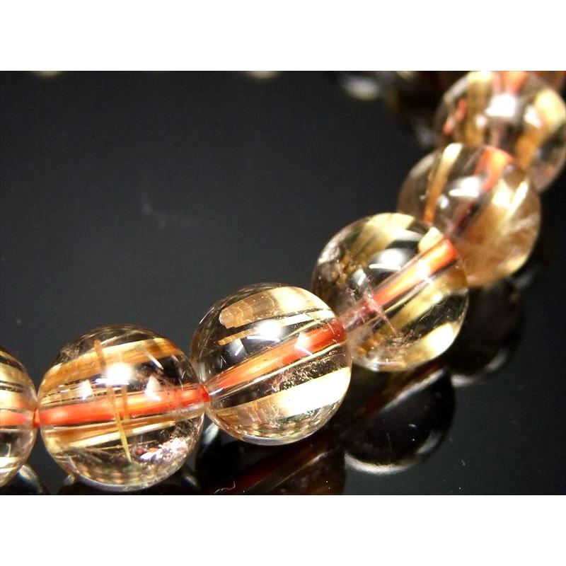 店頭展示中 これぞタイチン S級 超透明ゴールドタイチンルチルクォーツ ブレスレット 10mm-10.5mm×20珠 極上・煌き抜群 パワーストーン ブラジル産 bl-の画像