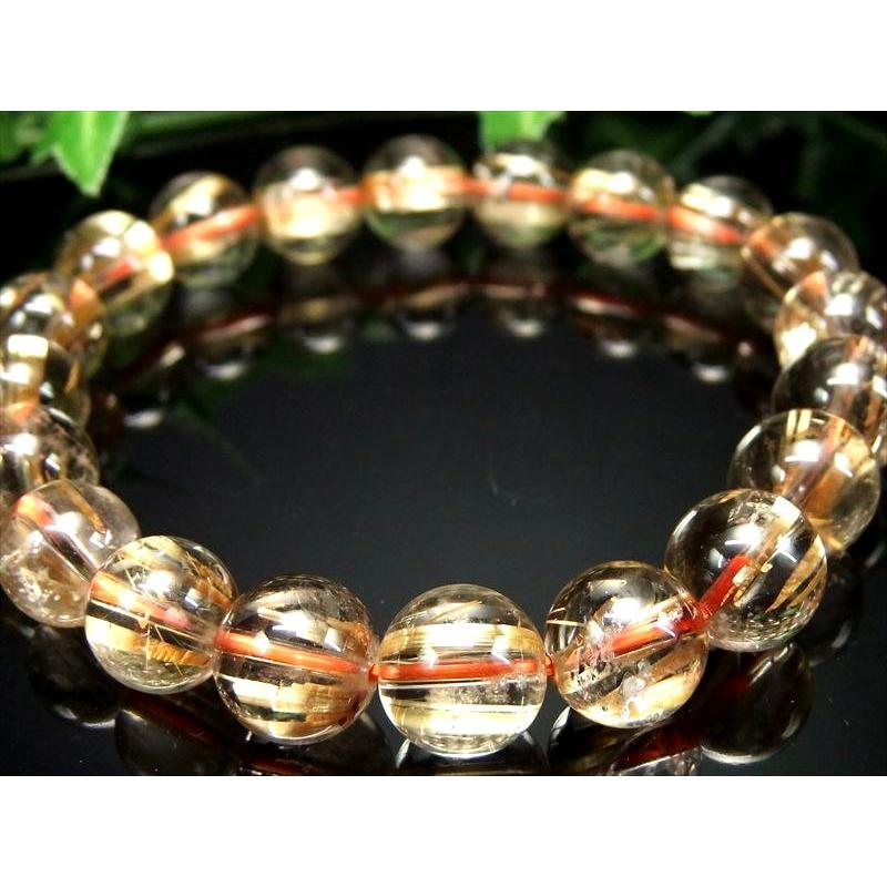 店頭展示中 これぞタイチン S級 超透明ゴールドタイチンルチルクォーツ ブレスレット 10mm-10.5mm×20珠 極上・煌き抜群 パワーストーン ブラジル産 bl-の画像