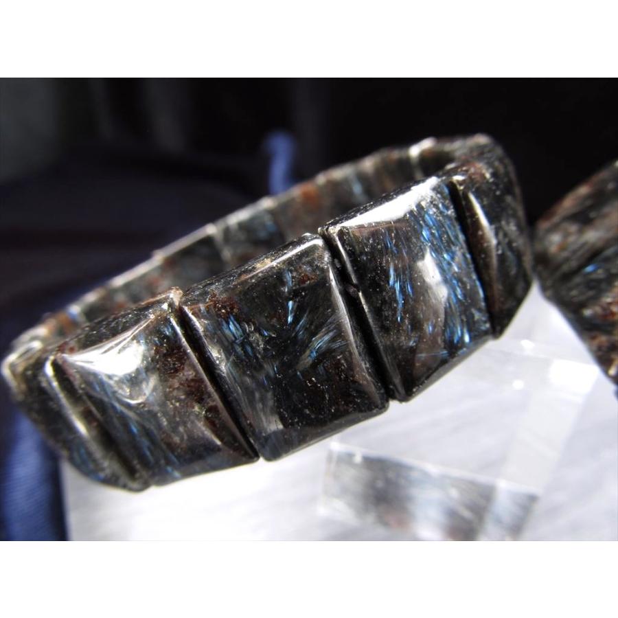 希少石 ヌーマイト バングルブレスレット タイプA 幅約16mm-16.5mm レクタングルタイプ まるで流星 ブルーシルバー&ゴールドの輝き グリーンランド産 bl-p | ブランド登録なし | 01