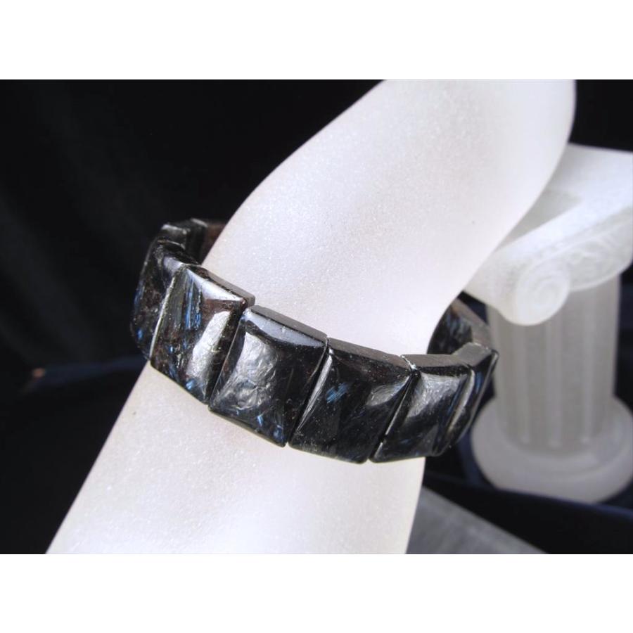 希少石 ヌーマイト バングルブレスレット タイプA 幅約16mm-16.5mm レクタングルタイプ まるで流星 ブルーシルバー&ゴールドの輝き グリーンランド産 bl-p | ブランド登録なし | 02