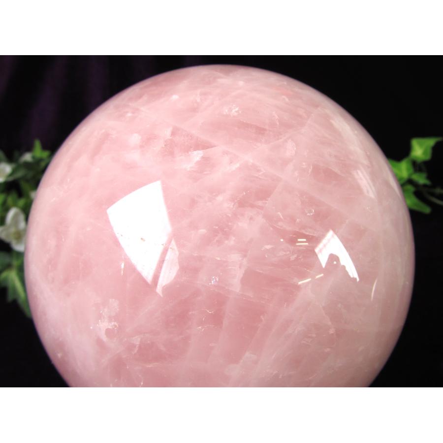 特大丸玉 ローズクォーツ 丸玉 台座付 直径約122mm 重さ2518g 天然石