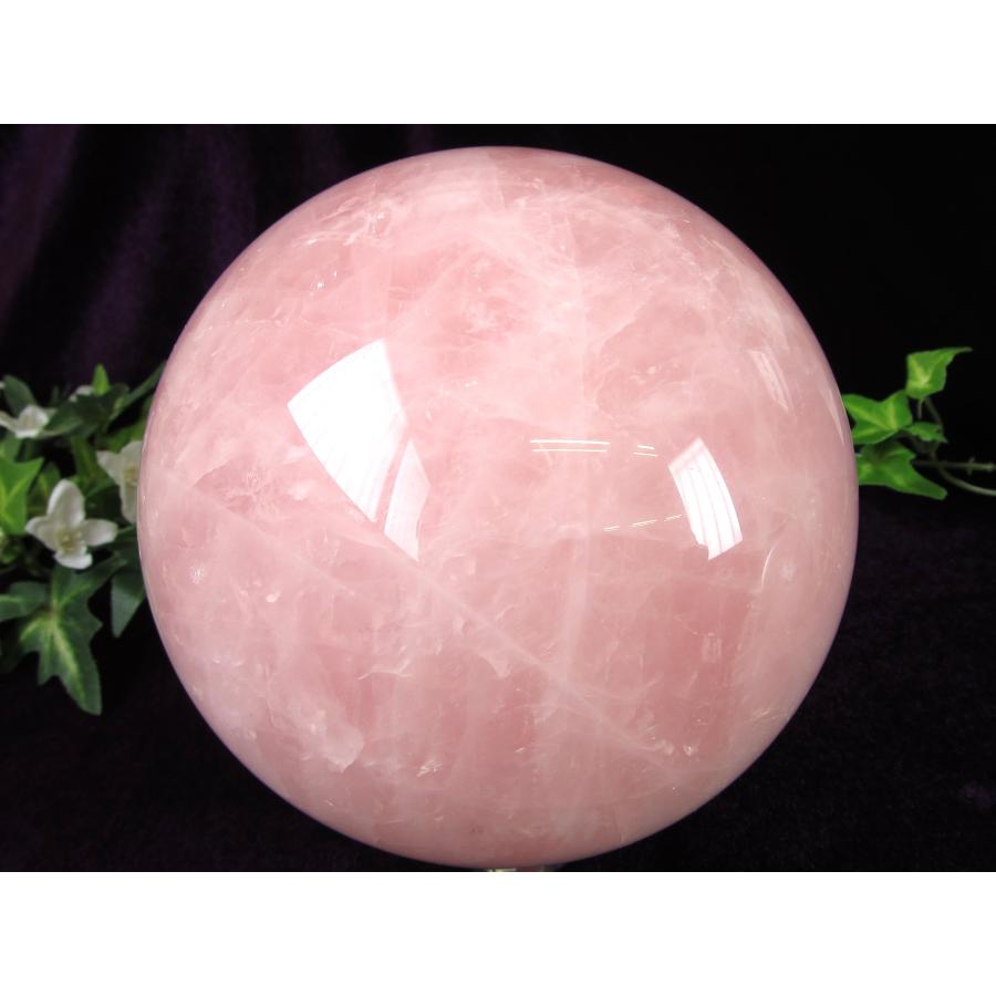 特大丸玉 ローズクォーツ 丸玉 台座付 直径約122mm 重さ2518g 天然石