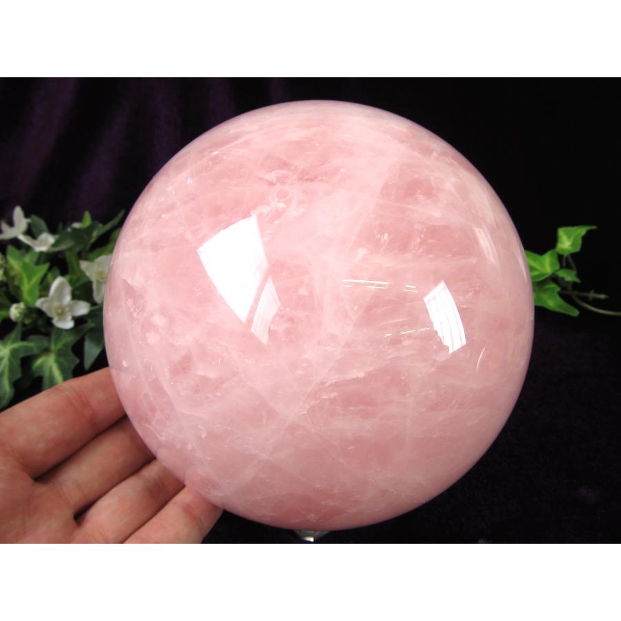 特大丸玉 ローズクォーツ 丸玉 台座付 直径約122mm 重さ2518g 天然石