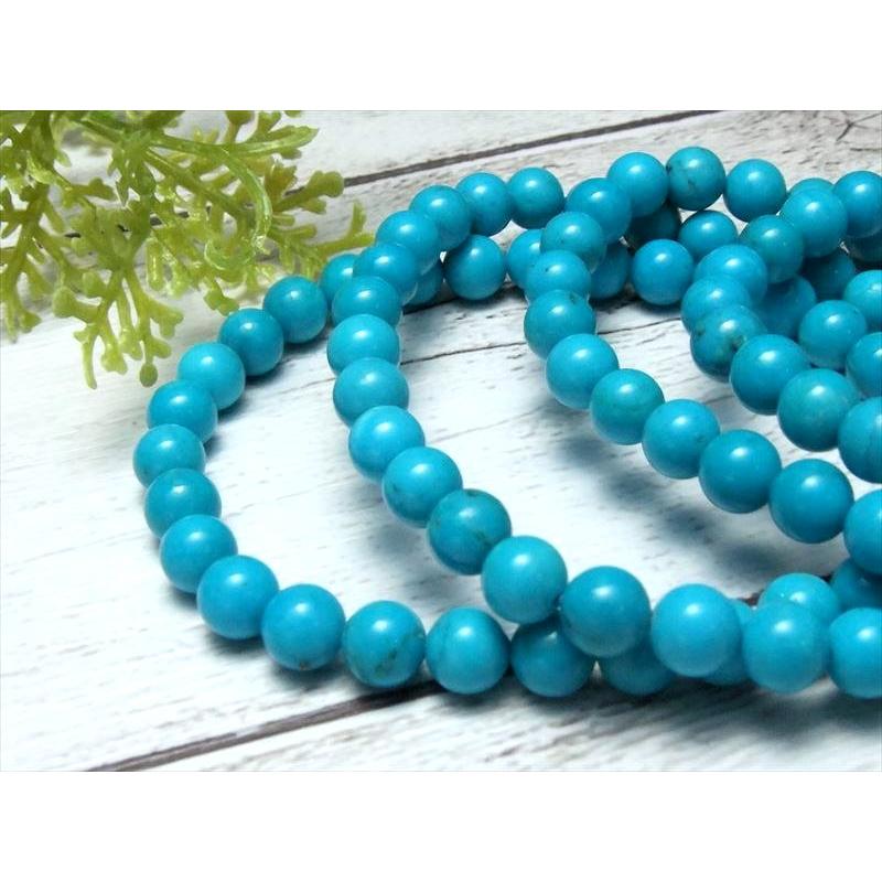 5A 天然ターコイズ ブレスレット 6mm-6.5mm×30珠前後 出世の石 12月の誕生石 天然無染色 トルコ石 アリゾナ産 bl- パワーストーン | ブランド登録なし