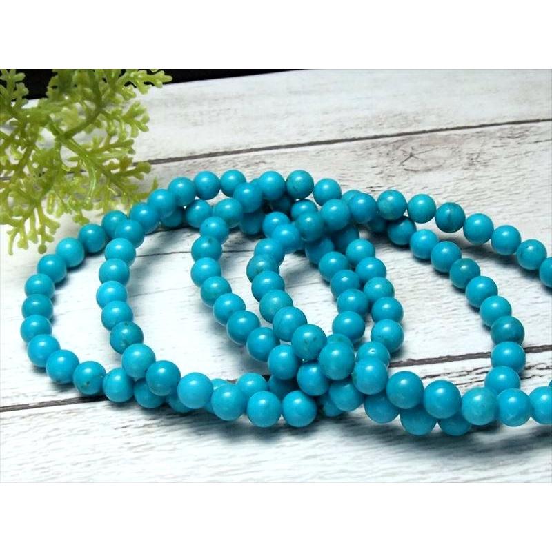 5A 天然ターコイズ ブレスレット 6mm-6.5mm×30珠前後 出世の石 12月の誕生石 天然無染色 トルコ石 アリゾナ産 bl- パワーストーン | ブランド登録なし | 01