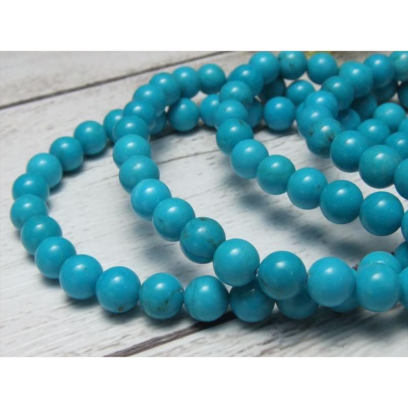 5A 天然ターコイズ ブレスレット 6mm-6.5mm×30珠前後 出世の石 12月の誕生石 天然無染色 トルコ石 アリゾナ産 bl- パワーストーン | ブランド登録なし | 02