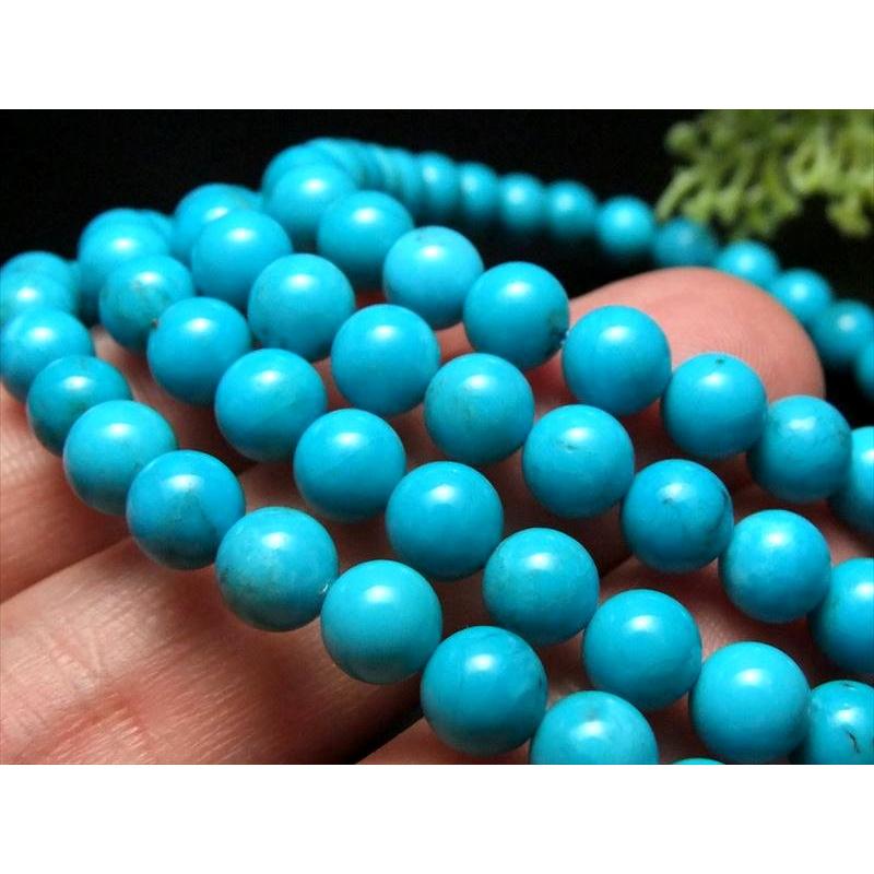 5A 天然ターコイズ ブレスレット 6mm-6.5mm×30珠前後 出世の石 12月の誕生石 天然無染色 トルコ石 アリゾナ産 bl- パワーストーン | ブランド登録なし | 05