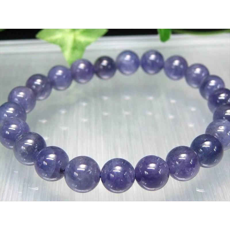 潤いブルー 4A タンザナイト ブルーゾイサイト ブレスレット 8.5mm-9mm
