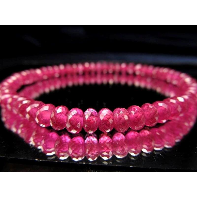 極上 ルビー ボタンカット ブレスレット 幅約5mm-5.5mm 透明紅玉 