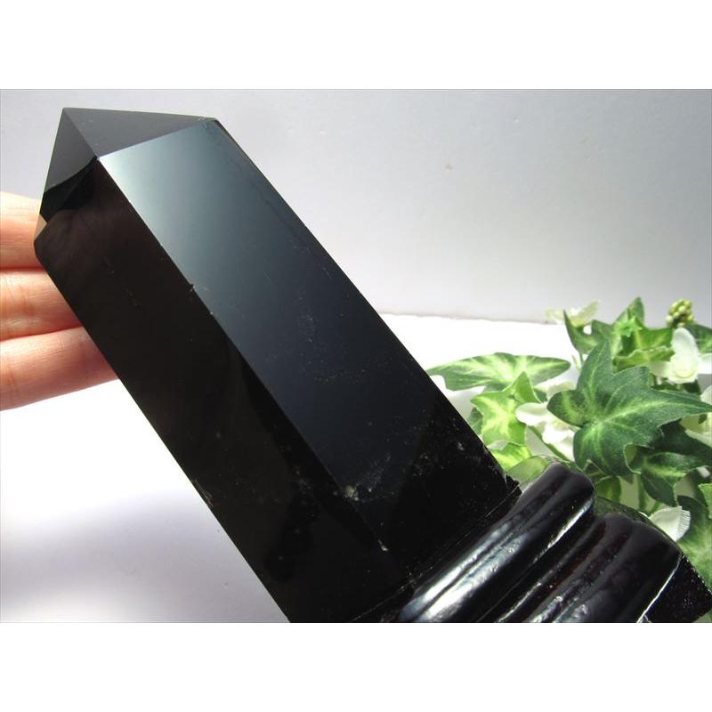 黒水晶 モリオン ポイント 台付 重さ659g 高さ約164mm 強力な邪気払い