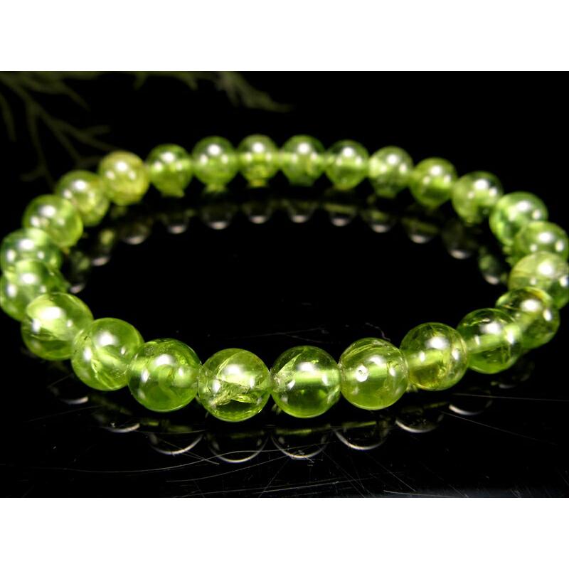 4A ペリドット かんらん石 ブレスレット 7mm×25珠 澄み切ったオリーブグリーン 女神ペレの涙 夫婦円満の石 8月誕生石 ミャンマー産 bl-p パワーストーン | ブランド登録なし | 02