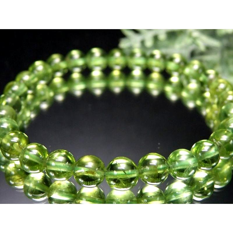 超透明 5A ペリドット ブレスレット 6.5mm-7mm×28珠 かんらん石 オリーブグリーン 8月誕生石 煌めく黄緑色 イブニングエメラルド 夜の宝石 一点もの | ブランド登録なし