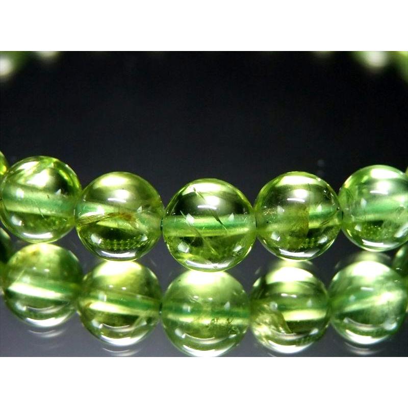 超透明 5A ペリドット ブレスレット 6.5mm-7mm×28珠 かんらん石 オリーブグリーン 8月誕生石 煌めく黄緑色 イブニングエメラルド 夜の宝石 一点もの | ブランド登録なし | 01