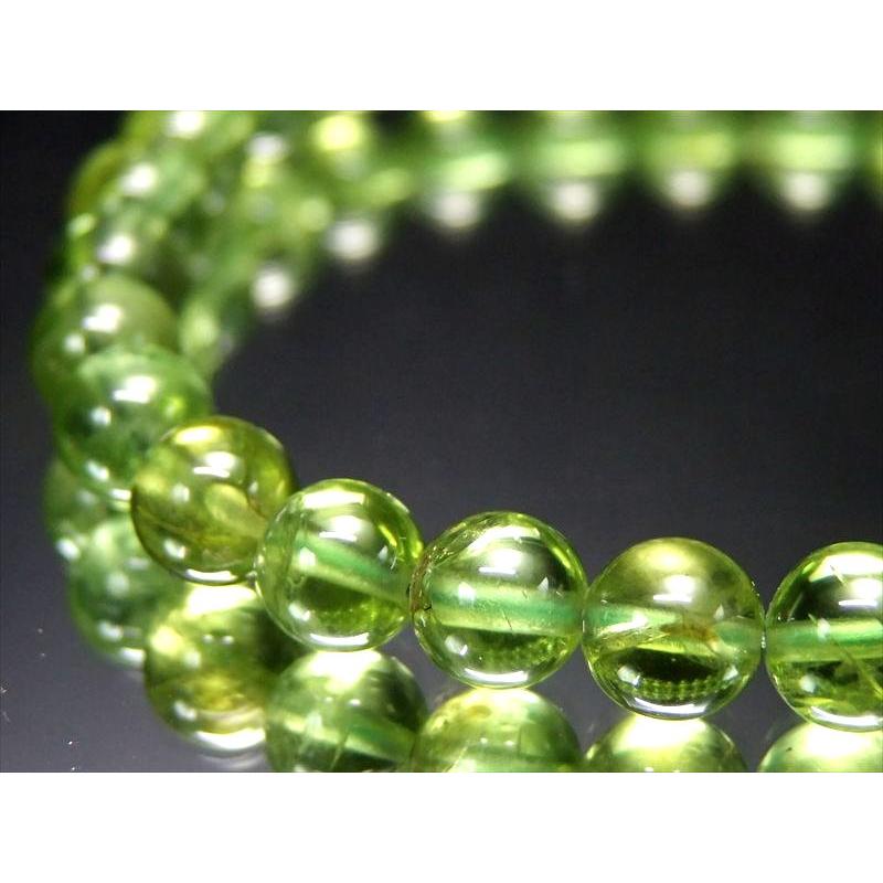 超透明 5A ペリドット ブレスレット 6.5mm-7mm×28珠 かんらん石 オリーブグリーン 8月誕生石 煌めく黄緑色 イブニングエメラルド 夜の宝石 一点もの | ブランド登録なし | 02
