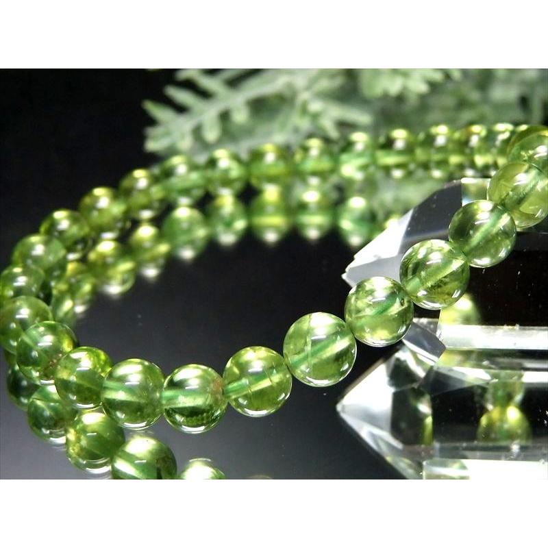 超透明 5A ペリドット ブレスレット 6.5mm-7mm×28珠 かんらん石 オリーブグリーン 8月誕生石 煌めく黄緑色 イブニングエメラルド 夜の宝石 一点もの | ブランド登録なし | 06