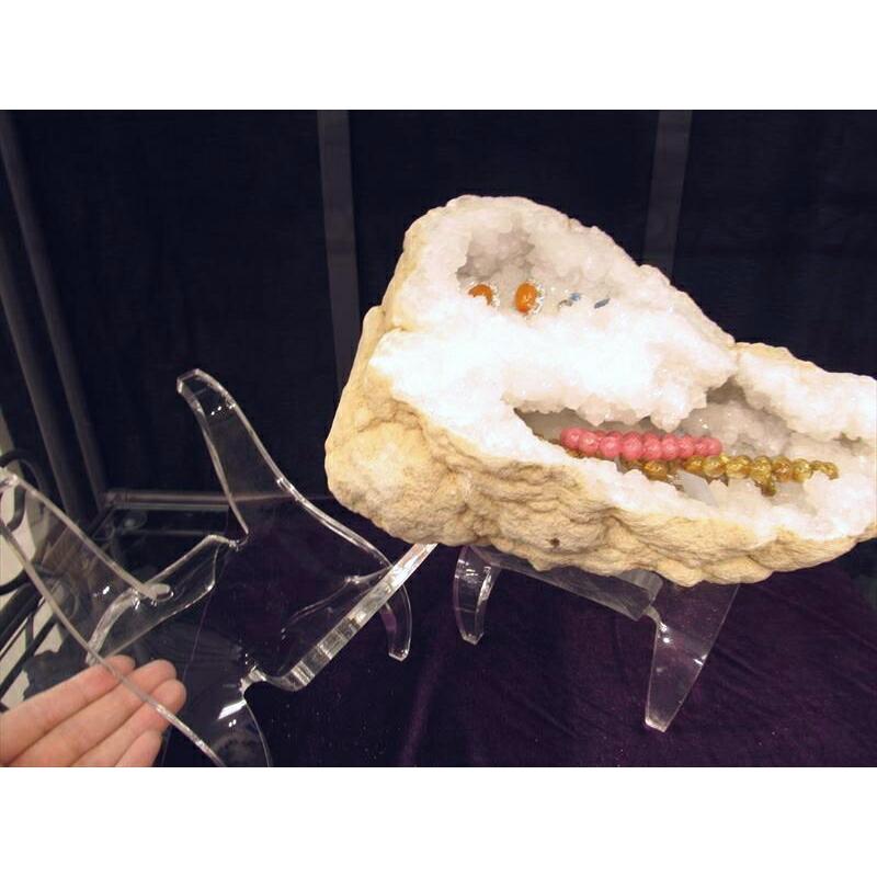 3Lサイズ アクリル製 イス型台座 高さ約14cm 幅約15cm モロッコ産ジオードの浄化ベットや置物や原石などのディスプレイに使える si-p inmy パワーストーン | ブランド登録なし | 01