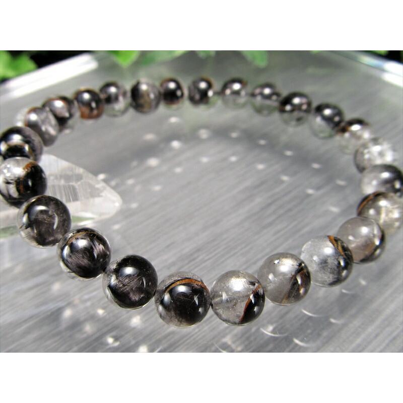 店頭展示中 たっぷりプラチナルチル 5A プラチナルチル クォーツ ブレスレット 7.5mm-8mm×25珠 1点物 ブラジル産 bl-p パワーストーン 天然石の画像