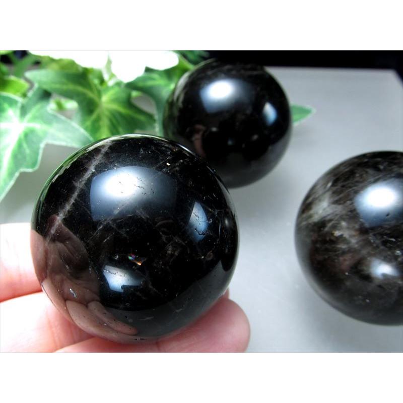 大人気 モリオンスフィア 2A 黒水晶 モリオン 丸玉 置物 直径約48mm-50mm 大人気丸玉 魔除け 厄除けの黒い水晶 チベット産 ma-s パワーストーン 天然石 | ブランド登録なし | 01