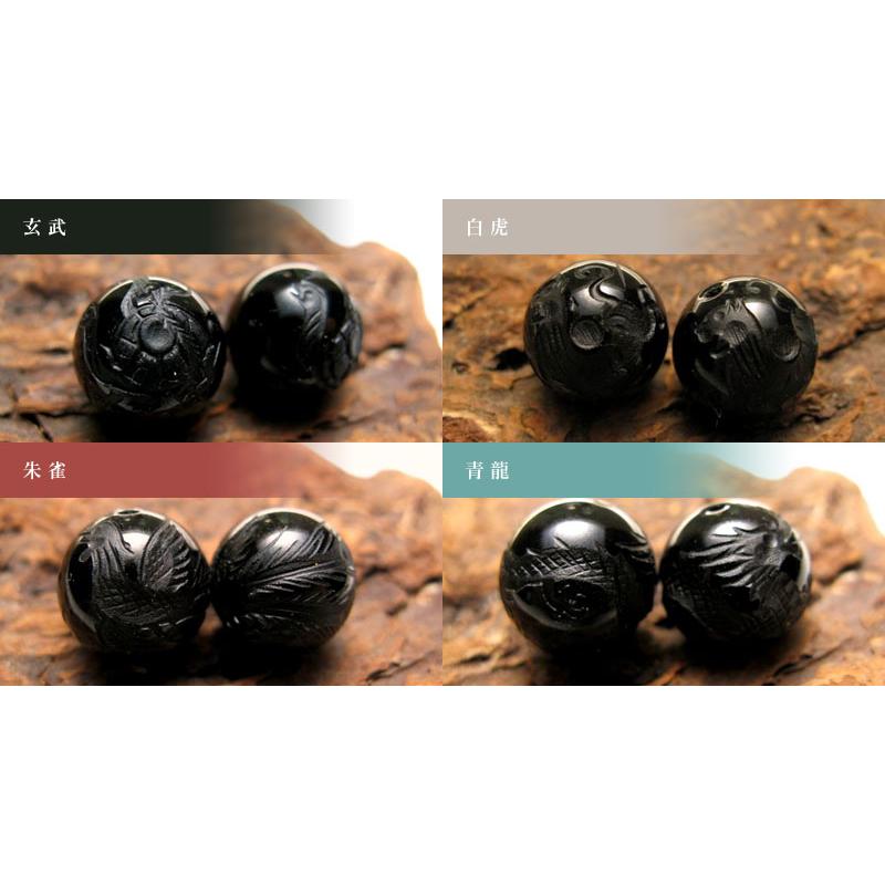 セット売り 素彫り オニキス四神彫り 14mm 全4種 各四神獣一珠ずつで4珠 手彫り秀逸 tu-p | ブランド登録なし | 02