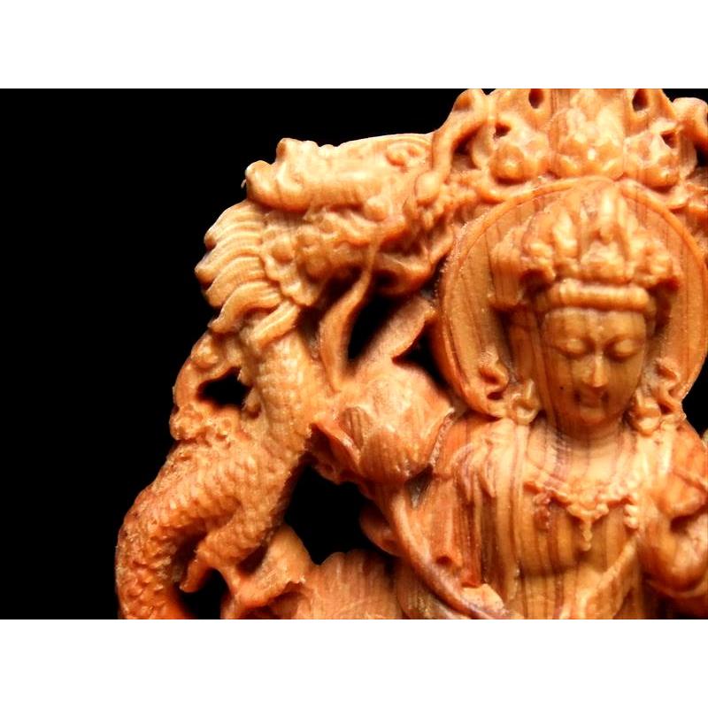 両面彫り 5A極上手彫り 木彫り 騎龍観音 置物 高さ約84mm 風水やインテリアに ok-s パワーストーン 天然石 | 開運 | 04