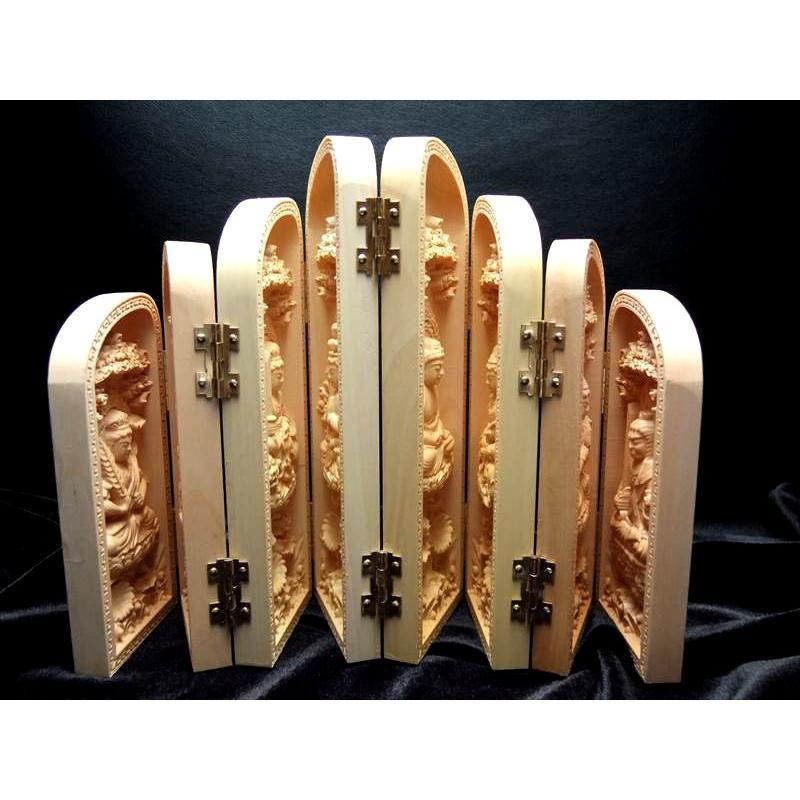 アウトレット 8面開き 5A極上繊細彫り 木彫り 観音 菩薩 仏像 置物 高さ約140mm 風水やインテリアに ok-s パワーストーン 天然石 | ブランド登録なし | 03