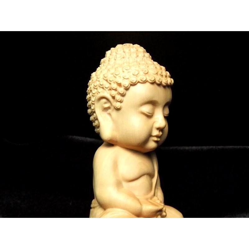 ミニ大仏 5A極上手彫り 木彫り 坐像 ざぞう 阿弥陀如来像 置物 高さ約