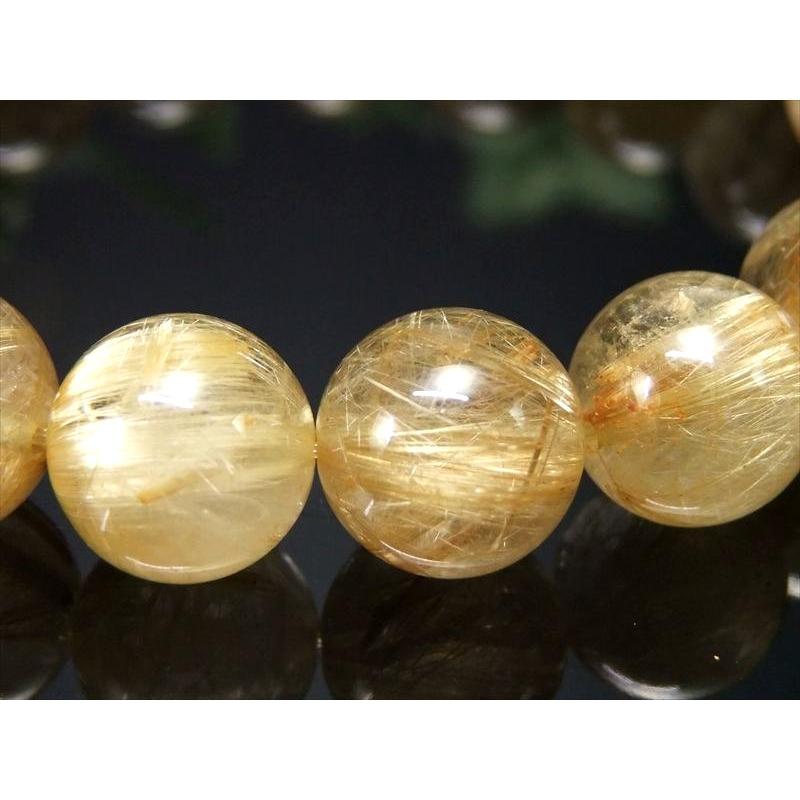 迫力の束針 5A タイチン多め ゴールドルチル クォーツ ブレスレット 12mm-12.5mm×17珠 金運の代表石 上品な煌めき キラキラ針 一点もの ブラジル産 | ブランド登録なし | 01