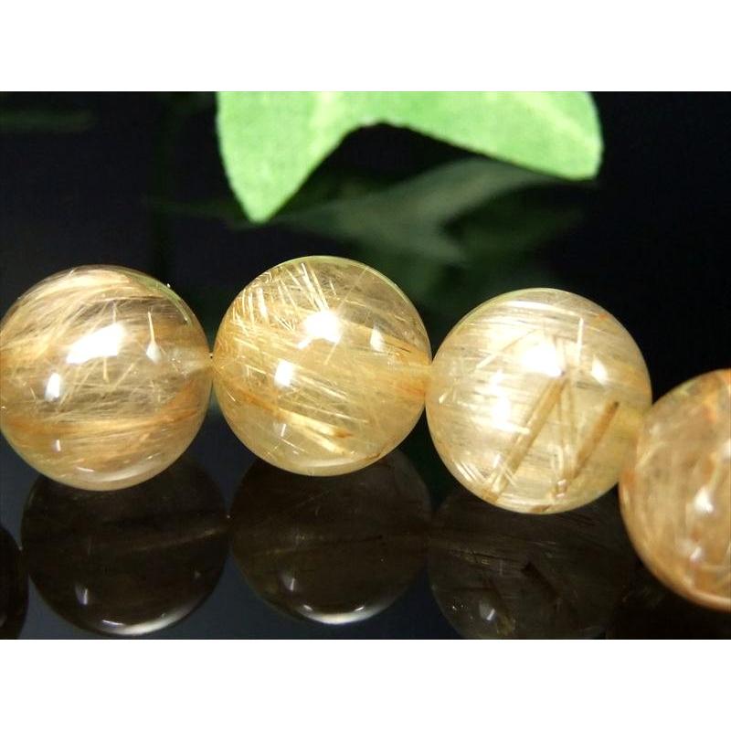 迫力の束針 5A タイチン多め ゴールドルチル クォーツ ブレスレット 12mm-12.5mm×17珠 金運の代表石 上品な煌めき キラキラ針 一点もの ブラジル産 | ブランド登録なし | 04