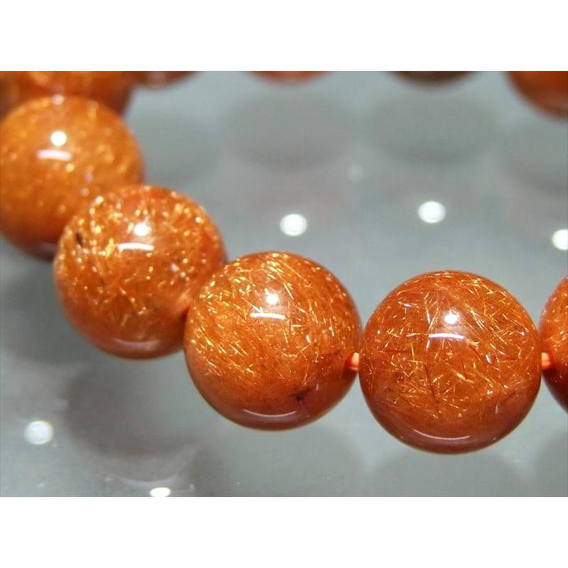 贅沢濃密針 4A オレンジルチルクォーツ ブレスレット 9.5mm-10mm×20珠 金運と活力の石 温かみのあるオレンジ針 一点もの ブラジル産 sai bl- パワーストーン | ブランド登録なし