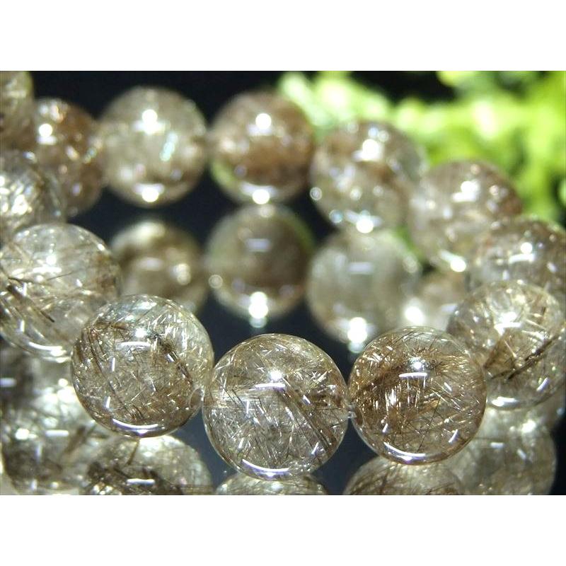 樹木のように広がる立体針状結晶 5A シルバールチルクォーツ ブレスレット 9mm-9.5mm×21珠 ビジネスのお守りに ブラジル産 sai bl- パワーストーン | ブランド登録なし