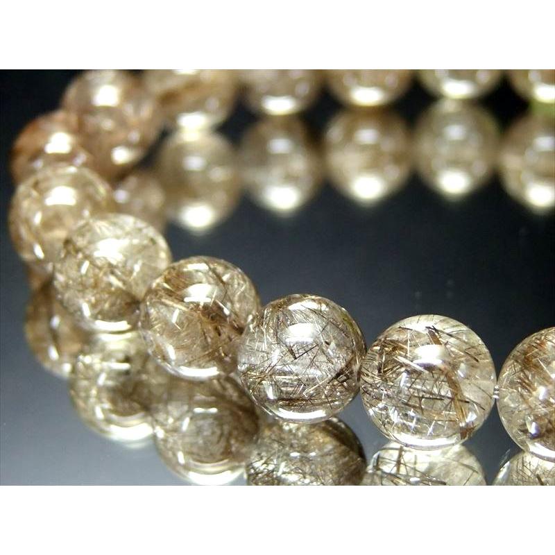 樹木のように広がる立体針状結晶 5A シルバールチルクォーツ ブレスレット 9mm-9.5mm×21珠 ビジネスのお守りに ブラジル産 sai bl- パワーストーン | ブランド登録なし | 03