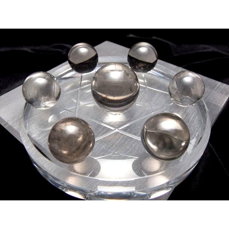 天然スモーキークォーツ 茶水晶 七星陣セット 台座直径120mm 中心の水晶玉 φ約30mm 台座付き 風水 魔除け 厄除け パワーストーン | ブランド登録なし