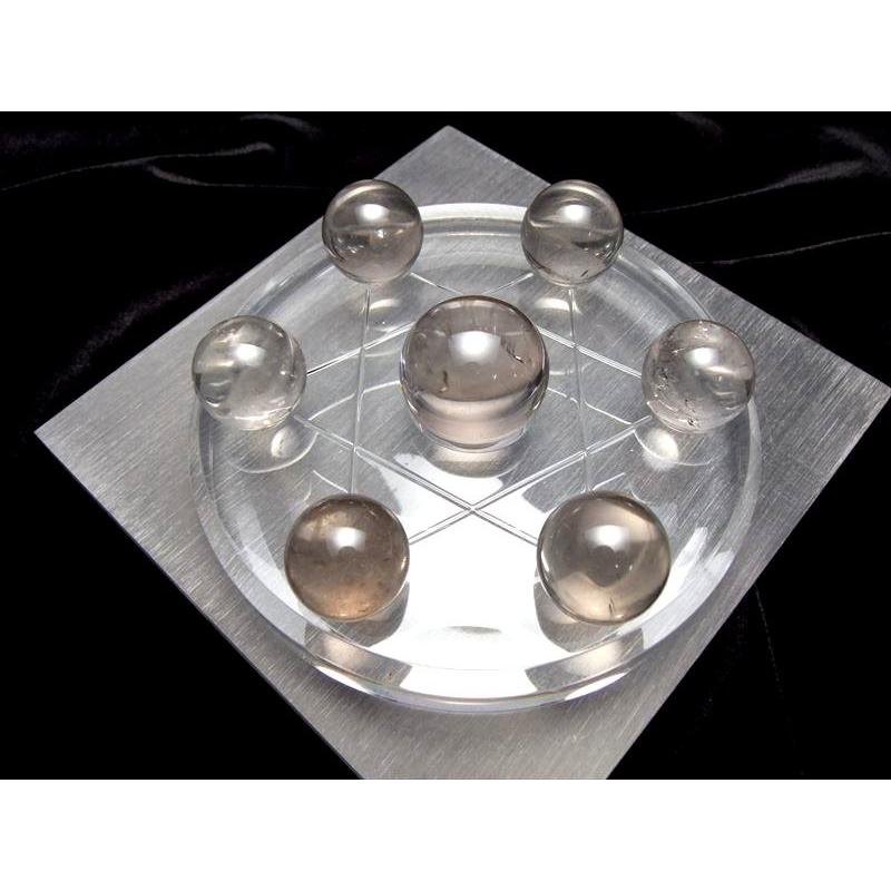 天然スモーキークォーツ 茶水晶 七星陣セット 台座直径120mm 中心の水晶玉 φ約30mm 台座付き 風水 魔除け 厄除け パワーストーン | ブランド登録なし | 01