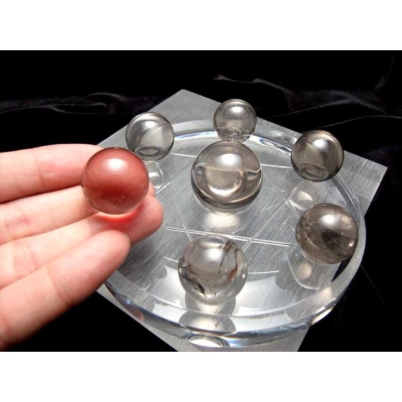 天然スモーキークォーツ 茶水晶 七星陣セット 台座直径120mm 中心の水晶玉 φ約30mm 台座付き 風水 魔除け 厄除け パワーストーン | ブランド登録なし | 04