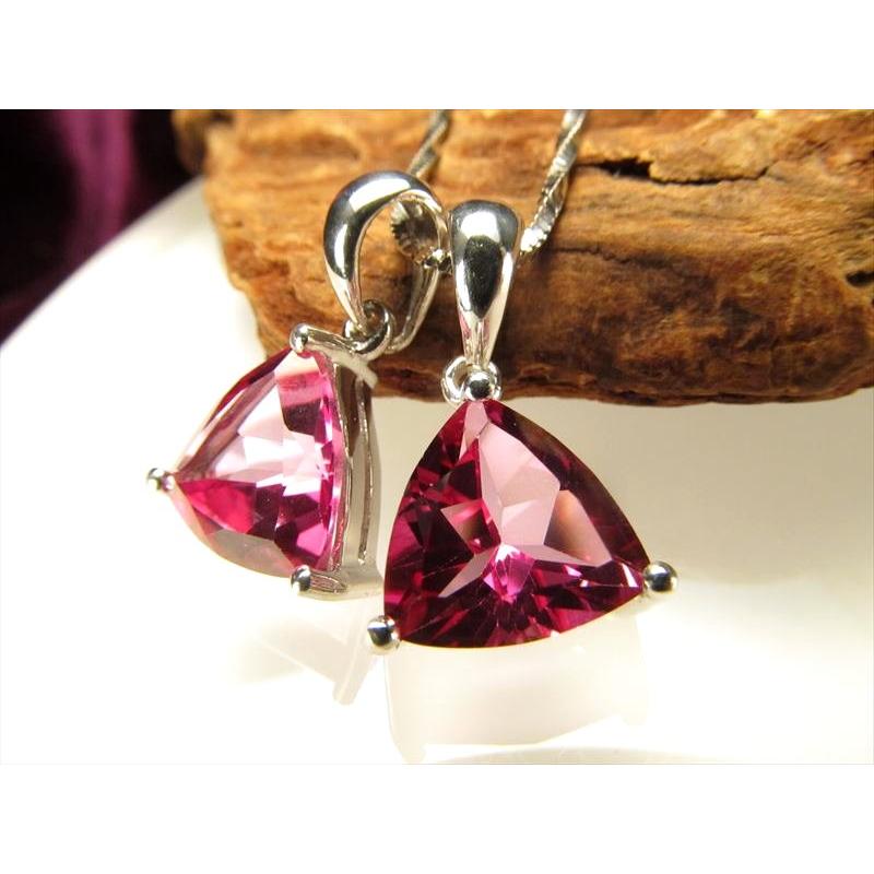 極上 宝石質 超透明 ピンクカラー トリリアントカットタイプ ピンクトパーズ ペンダントトップ SILVER925 縦約8mm前後 pe- | ブランド登録なし