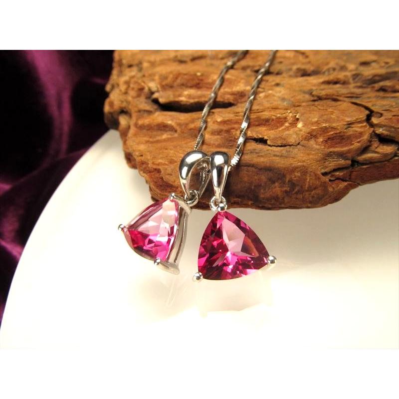 極上 宝石質 超透明 ピンクカラー トリリアントカットタイプ ピンクトパーズ ペンダントトップ SILVER925 縦約8mm前後 pe- | ブランド登録なし | 01