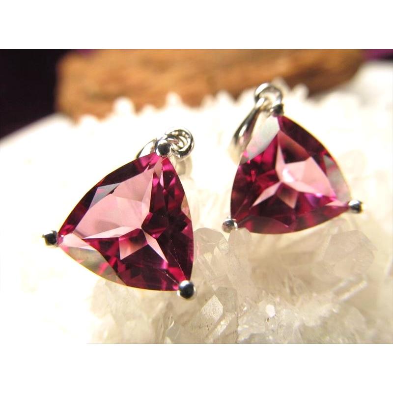 極上 宝石質 超透明 ピンクカラー トリリアントカットタイプ ピンクトパーズ ペンダントトップ SILVER925 縦約8mm前後 pe- | ブランド登録なし | 02